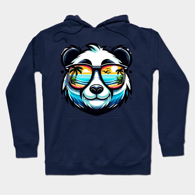 Cool Panda with Sunglasses Beach Vibe Tee Hoodie by LSanchezArt